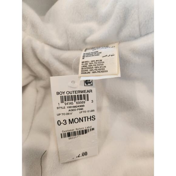 NWT First Impressions Baby Boy Hooded Fleece Lined Jacket Coat 0-3 Months - Picture 5 of 6